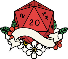 natural twenty D20 dice roll illustration