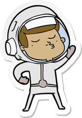 sticker of a cartoon confident astronaut