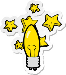 sticker of a cartoon light bulb