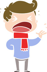 flat color style cartoon shouting man
