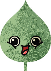 retro illustration style cartoon expressional leaf