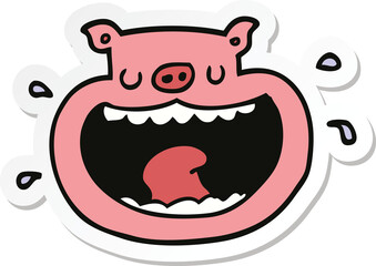 sticker of a cartoon obnoxious pig