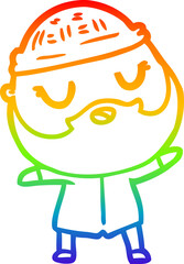 rainbow gradient line drawing cartoon man with beard