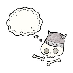 thought bubble textured cartoon viking helmet on skull