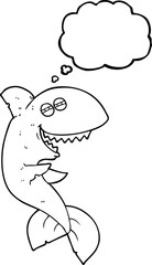 thought bubble cartoon laughing shark