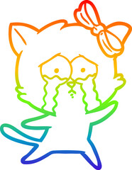 rainbow gradient line drawing cartoon cat
