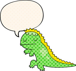 cartoon dinosaur and speech bubble in comic book style
