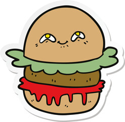 sticker of a cartoon fast food burger