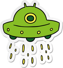 sticker cartoon doodle of an alien ship