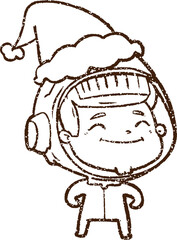 Christmas Astronaut Charcoal Drawing