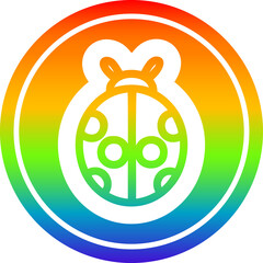 cute ladybug in rainbow spectrum