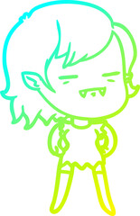 cold gradient line drawing cartoon undead vampire girl