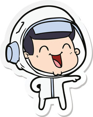 sticker of a happy cartoon astronaut