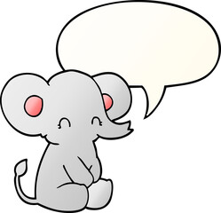 cute cartoon elephant and speech bubble in smooth gradient style