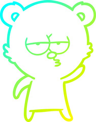 cold gradient line drawing bored polar bear cartoon