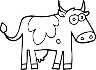 line drawing cartoon farm cow