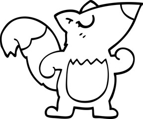 line drawing cartoon confident squirrel