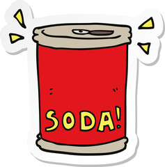 sticker of a cartoon soda can
