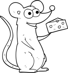 black and white cartoon mouse with cheese
