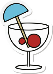 sticker of a cute cartoon fancy cocktail