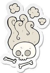 sticker of a cartoon skull and bones