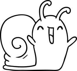 line drawing kawaii happy cute snail