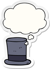 cartoon top hat and thought bubble as a printed sticker