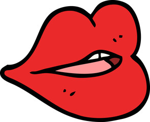 hand drawn doodle style cartoon red lips