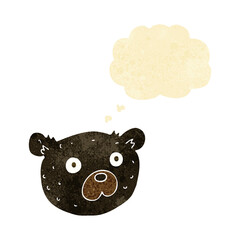 cartoon black bear with thought bubble