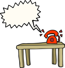 speech bubble cartoon phone ringing on desk