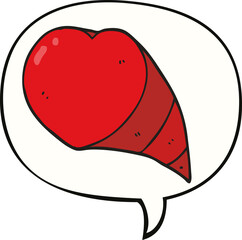 cartoon love heart symbol and speech bubble