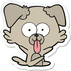sticker of a cartoon dog with tongue sticking out