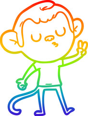 rainbow gradient line drawing cartoon monkey