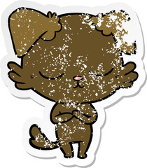 distressed sticker of a cute cartoon dog