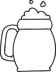quirky line drawing cartoon pint of beer