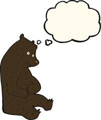 cartoon happy black bear with thought bubble