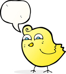 cartoon funny bird with speech bubble