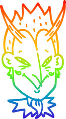 rainbow gradient line drawing cartoon devil face