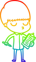 rainbow gradient line drawing cartoon calm boy