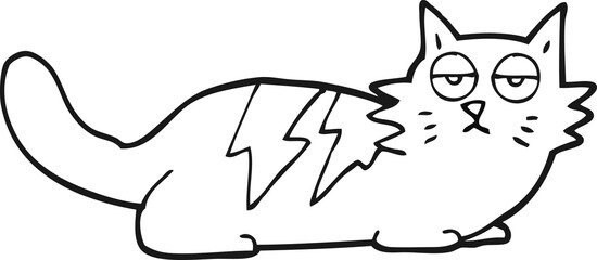 black and white cartoon cat