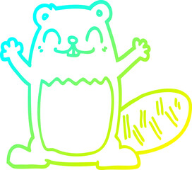 cold gradient line drawing cartoon beaver
