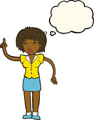 cartoon woman with idea with thought bubble