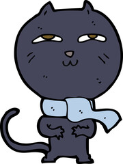 cartoon funny cat wearing scarf
