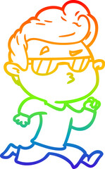 rainbow gradient line drawing cartoon cool guy