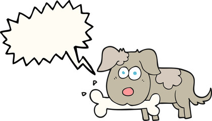 speech bubble cartoon dog with bone