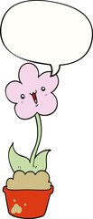 cute cartoon flower and speech bubble