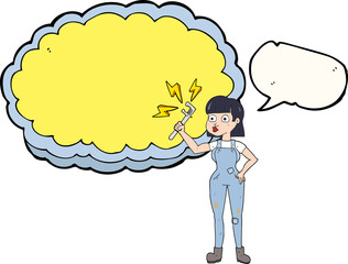 speech bubble cartoon female plumber