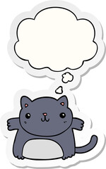 cartoon cat and thought bubble as a printed sticker