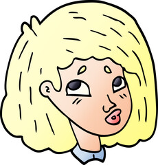 cartoon doodle face of a girl