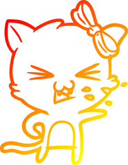warm gradient line drawing cartoon cat